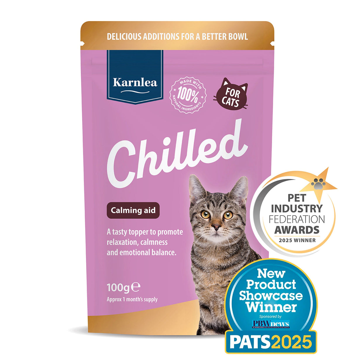 Karnlea supplement powder calming aid for cats in a 100 g pouch