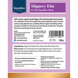 Karnlea Slippery Elm supplement facts label on container
