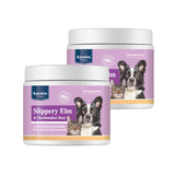 Two-pack Karnlea Slippery Elm supplement containers for pet digestive support