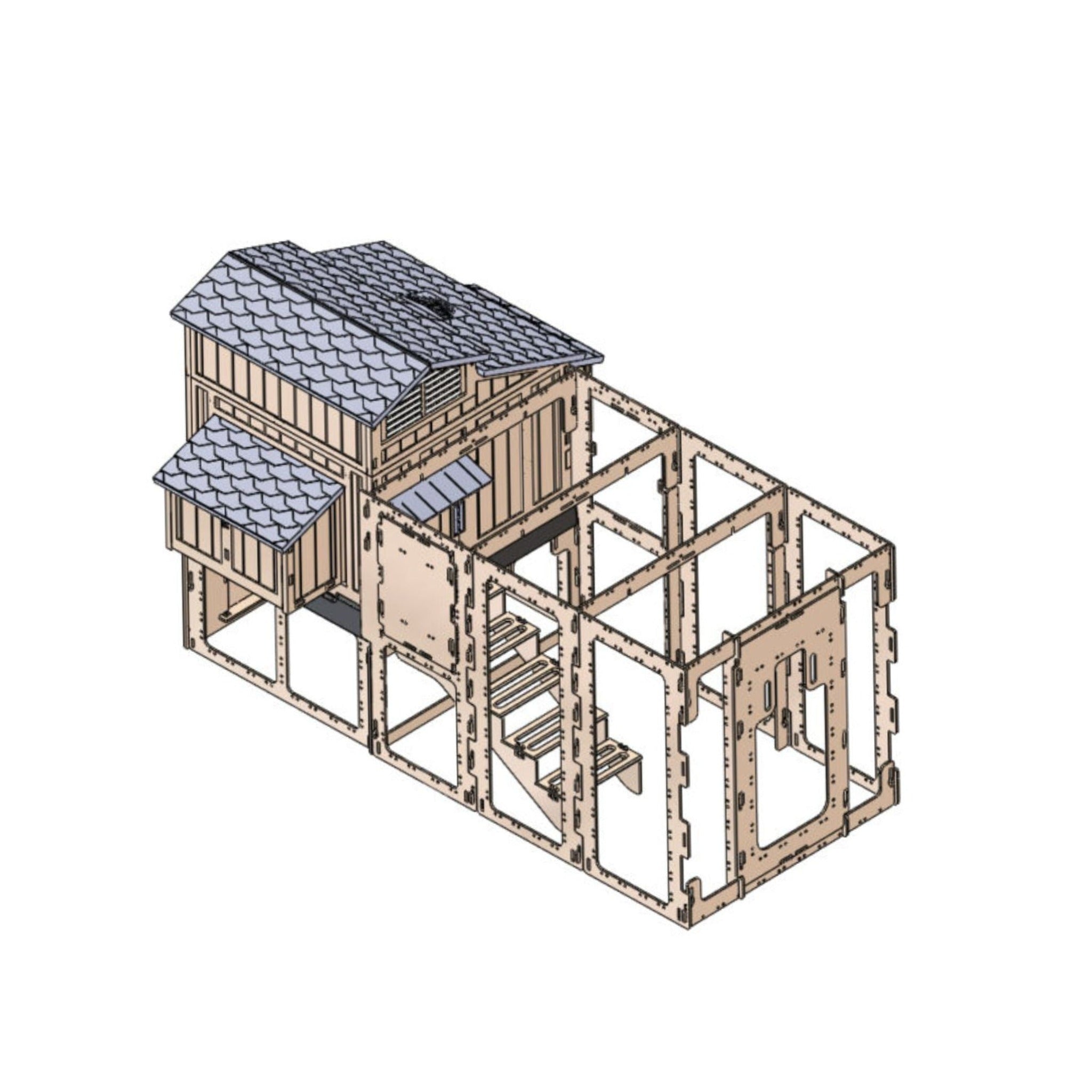 Hatching Time. 3d rendering of Large Formex Chicken Coop run.