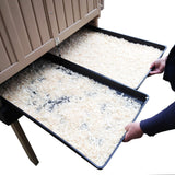 Hatching Time. Manure Trays Large Chicken coop 8 bird manure tray view with pulled out trays.