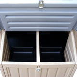 Hatching Time. Top view of nesting section in large chicken coop. Easy egg collection with doors.