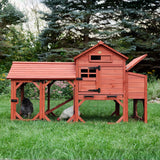 Leghorn Cottage chicken coop side view with enclosed run and nesting area