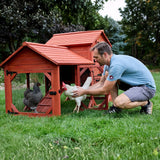 Leghorn Cottage chicken coop with outdoor run in a backyard setting