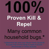 Hatching Time Premo. 100% proven to kill and repel many common household bugs infographic.