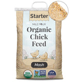 A large bag of Mile Four Starter Organic Chicken Feed Mash 