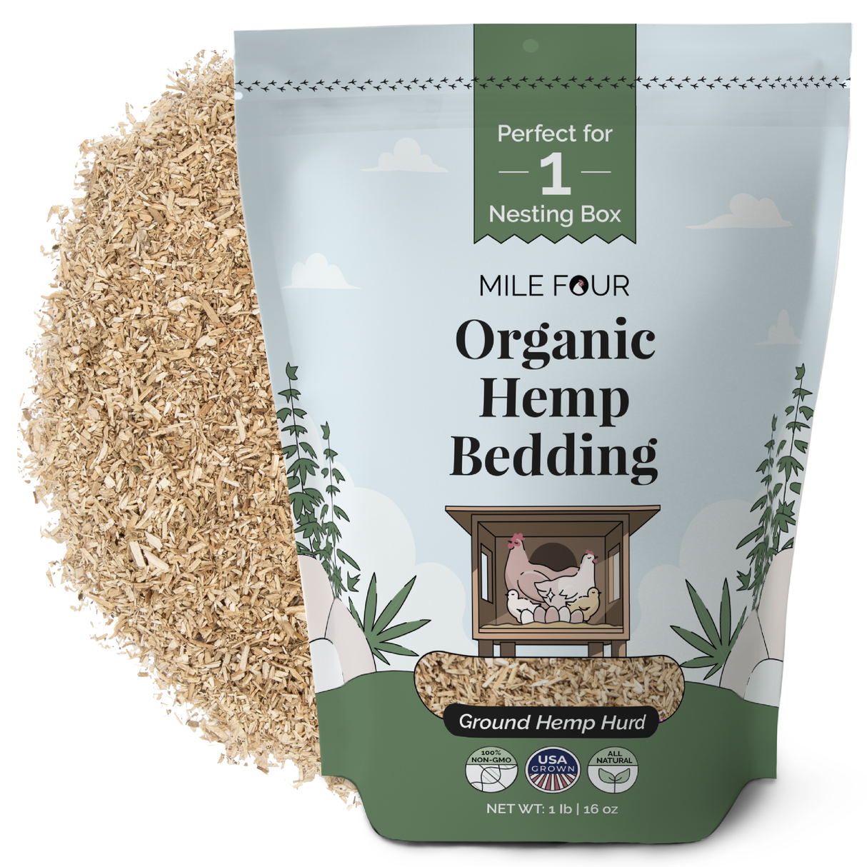 a bag of mile four hemp bedding