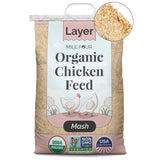 A large bag of Mile Four Layer Organic Chicken Feed Mash