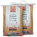 two large bags of Mile Four Organic Chicken Scratch