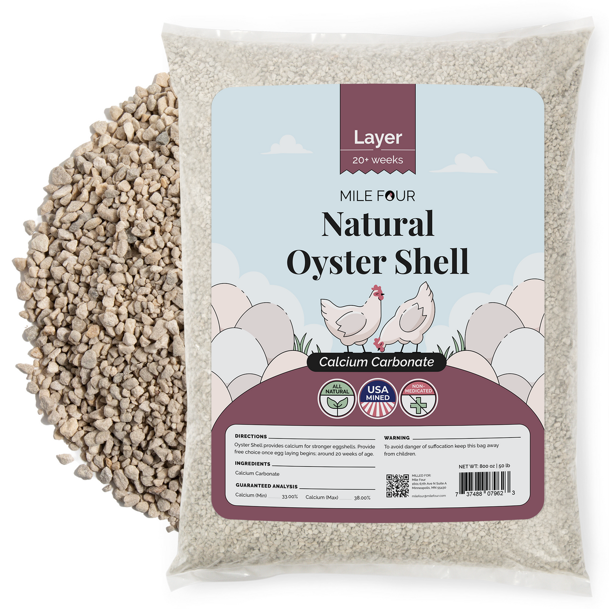 a large bag of Mile Four Oyster Shell | Calcium Boost