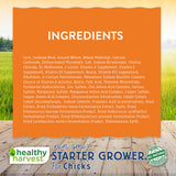 Hatching Time Healthy Harvest. Starter Grow for Chicks. Full ingredients list can be seen in image