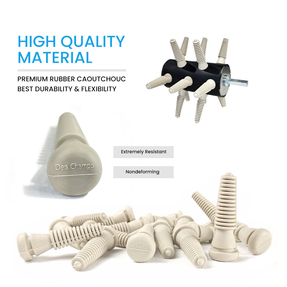 ProB ring-shaped natural rubber plucking fingers made from premium caoutchouc shown with roller attachment, highlighting extreme resistance, flexibility, and non-deforming design