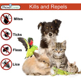 PremoGuard product advertisement with pets and pest control icons on a white background