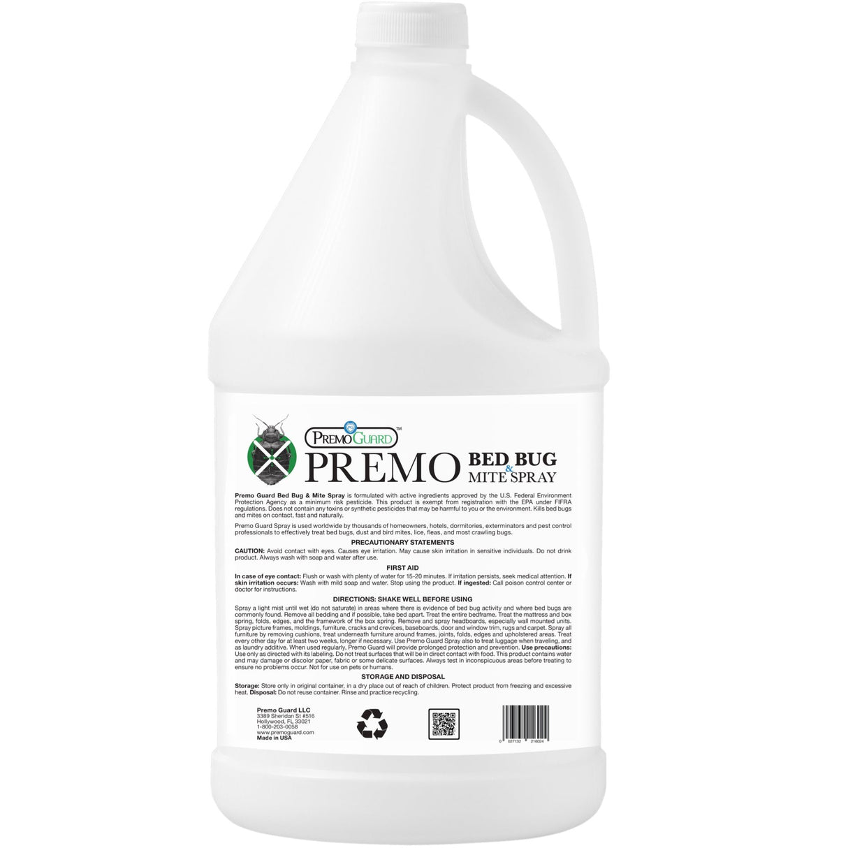 Hatching Time Premo. Bed Bug & Mite spray gallon jug can be seen.