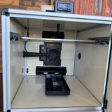Hatching Time. Queen bee incubator interior close up with back door closed, showing humidity tray and fan