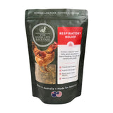 Bag of 'The Good Life Backyard' respiratory relief product for chickens on a white background
