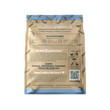 Back of Premium Grubs package displaying guaranteed analysis, feeding instructions, product information, and suitable animal species including chickens, ducks, birds, fish, and reptiles.