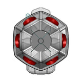 Hatching Time Coopworx 40 lb feeder silo can be seen in image, 3d rendering above silo.