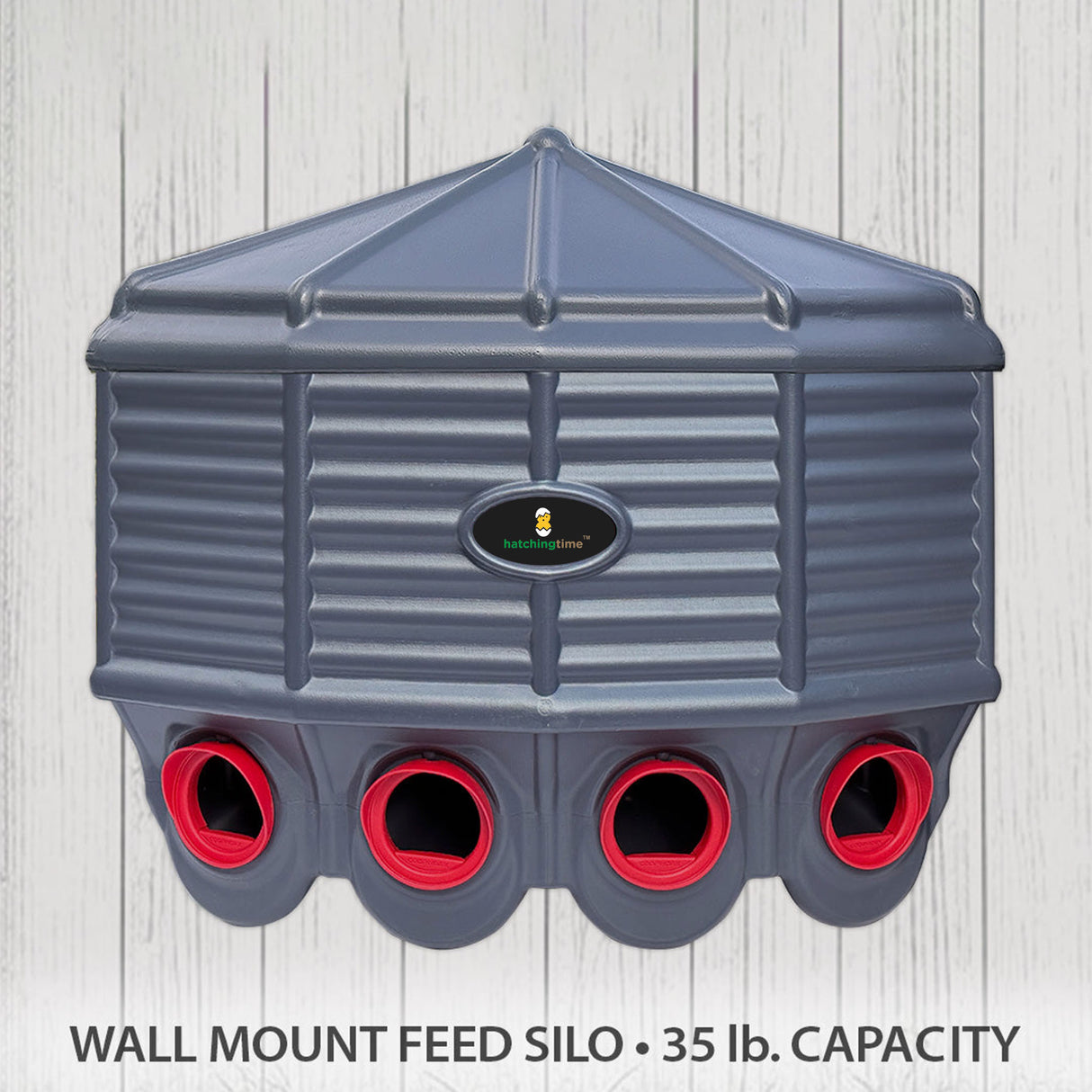 Hatching Time Silo wall mounted Coopworx Feeder show in image