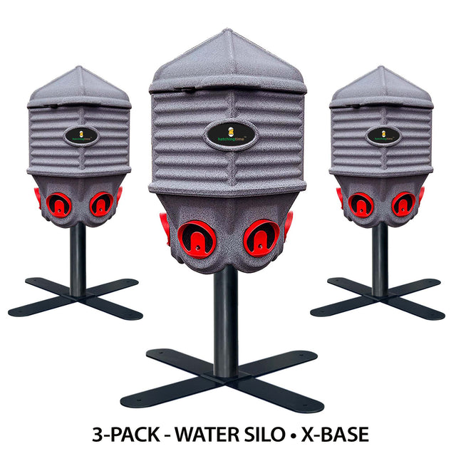 3 8 Gallon Water Silos with the X-Base