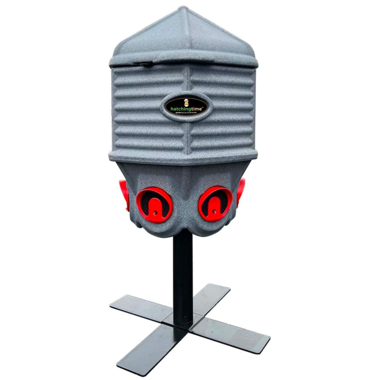 Hatching Time Coopworx 8 Gallon Water silo can be seen in image