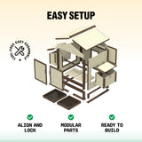 Flock Right Chicken Coop - House with Stand & Run