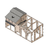 Hatching Time. 3D rendering of standard chicken coop run by Formex without chicken wire