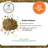 Product packaging for 'The Good Life Backyard' with tea leaves and branding details.