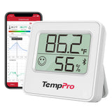 TempPro TP357 Bluetooth Temperature and Humidity Monitor with LCD Display and Smartphone App Connectivity