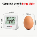 TempPro TP357 Compact Bluetooth Thermometer Hygrometer with Large LCD Display and Pocket-Sized Design