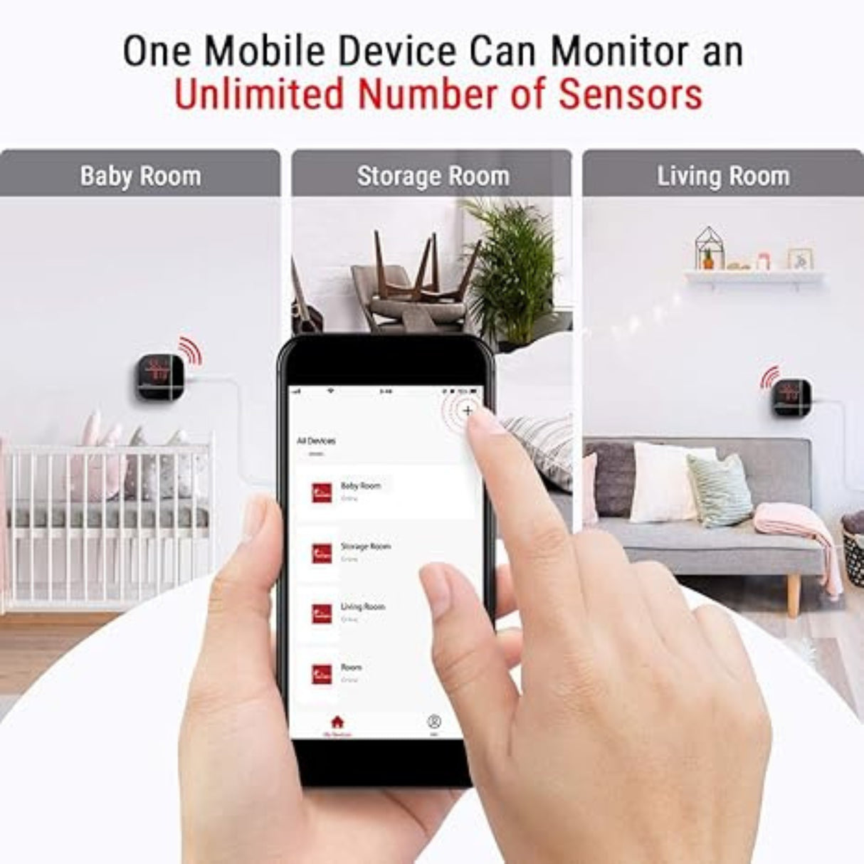 Hatching Time. ThermoPro. Digital thermometer. Infographic shows digital sensors being in multiple rooms, to monitor various areas at once.