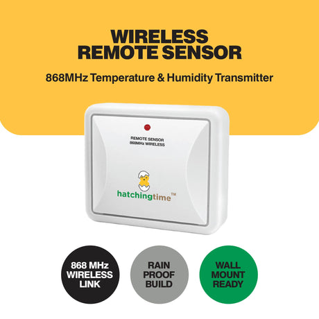 ThermoHatch 868 MHz remote sensor highlighting rainproof housing and wall mounting