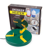 Drinker heater with packaging displaying product details and usage scenarios.