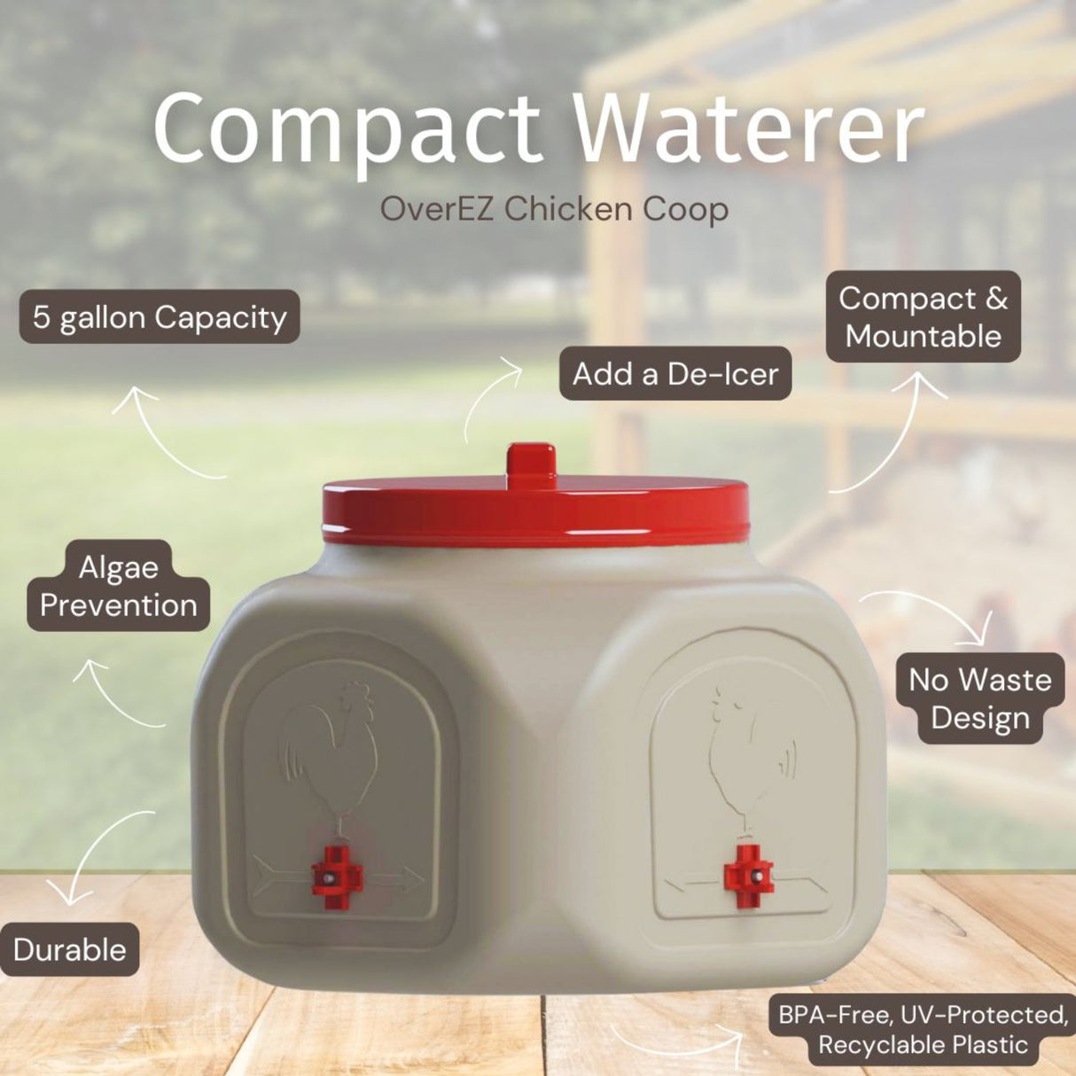 Hatching Time OverEZ. Compact waterercan be seen in image with features.