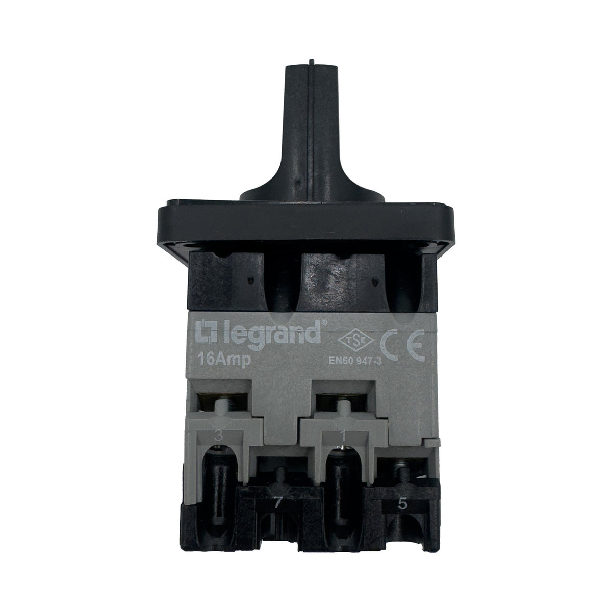 Rear view of black rotary power switch showing electrical connection terminals and mounting assembly for XL poultry feather plucking machines