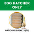 Hatching Time Cimuka. Image shows that incubator is hatcher only. Includes 10 hatching baskets.