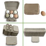 Hatching Time Henlay Blank half dozen egg cartons shown with eggs, closed and stacked.