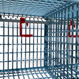 Hatching Time Cimuka. TYK40 15” Chicken cage 4 layer. Image shows interior of chicken cage to see separators in layer. Automatic drinker system can be seen hanging on back wall. 