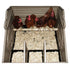 Hatching Time. Interior view wit roost  and chickens for Standard Formex Chicken coop. 4 chickens can be seen standing comfortably on roost inside of coop. 