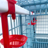 Hatching Time Cimuka GL40 15" Grow out pen. Interior view showing the automatic drinker system and drinker cups on wall of grow out pen.