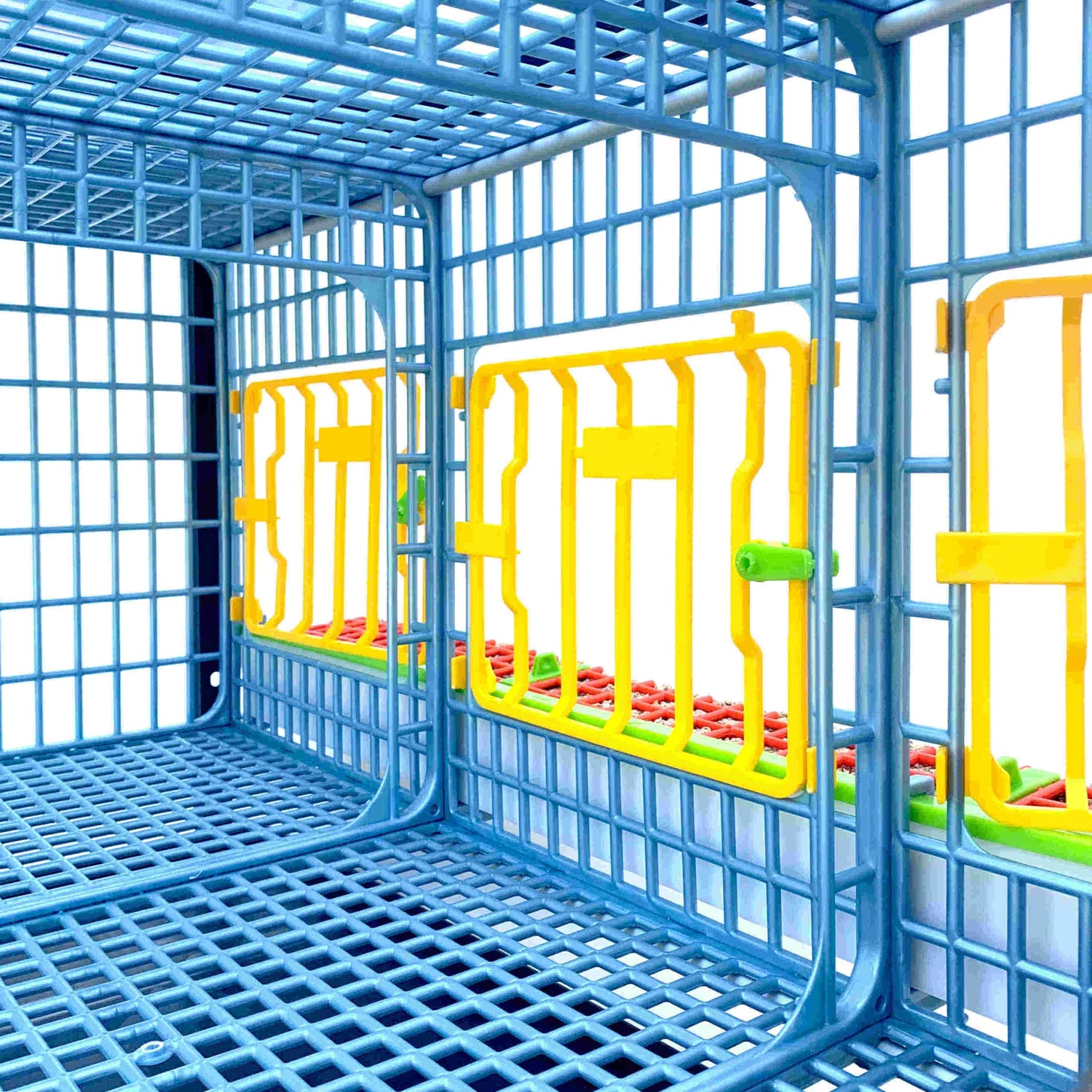 Hatching Time Cimuka interior view showing front of grow out pen with locked doors,