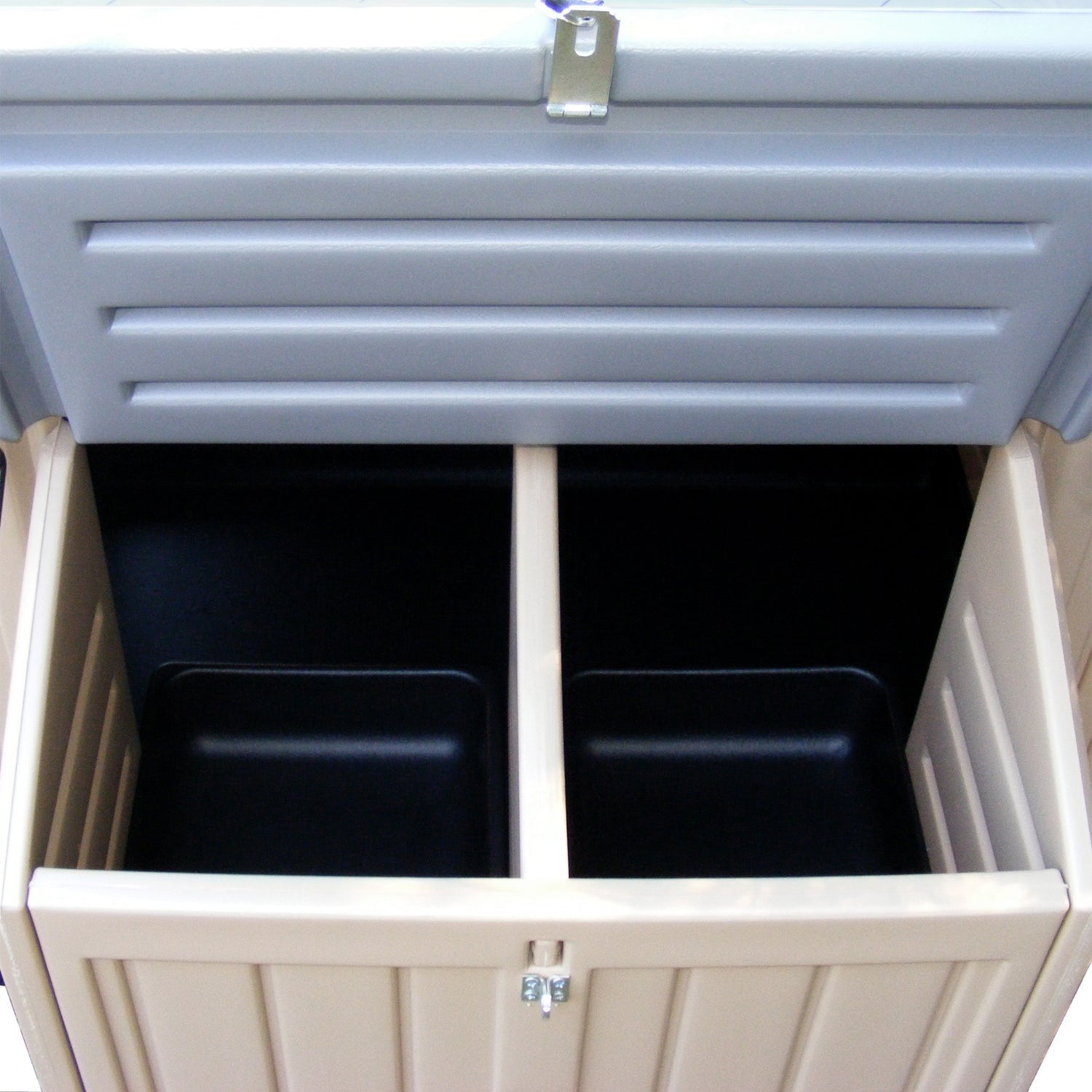 Hatching Time. Top view of nesting section in large chicken coop. Easy egg collection with doors.