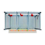 Hatching Time Cimuka 15" Layer addition for GL40 top view with roof removed. Feeding trough with smart feeder grill can be seen on front and automatic drinker system can be seen on back of grow out pen.