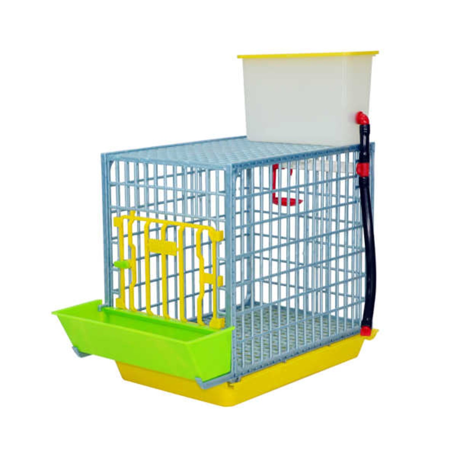 Hatching Time Cimuka GL40 15" Grow out pen. Single section can be seen with reservoir tank on top and feeder trough on front.