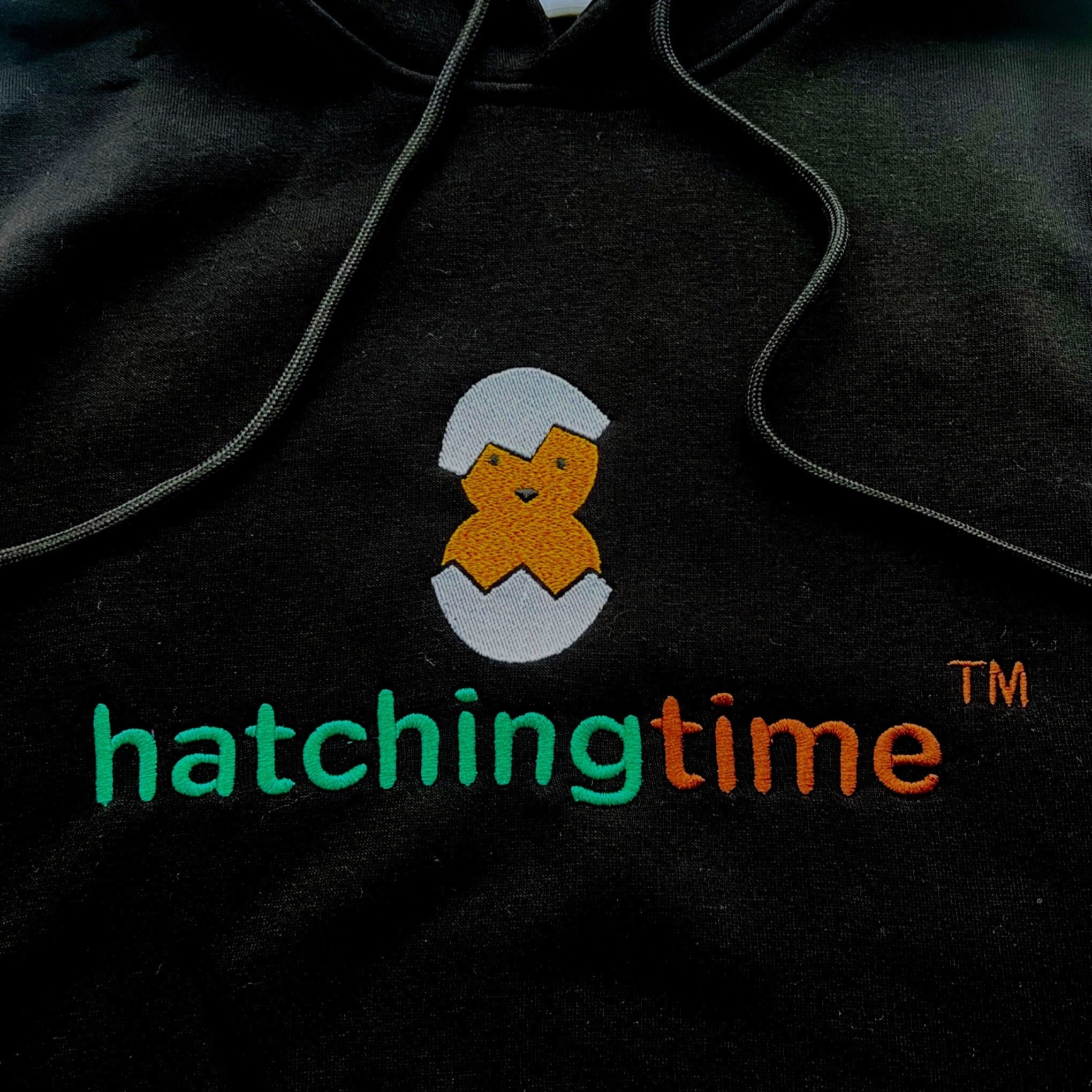 HatchingTime Hoodie Black Logo Stitched