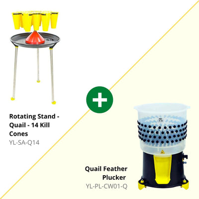 Processing Kit Includes Rotating Stand for Quail Processing and Quail Feather Plucker